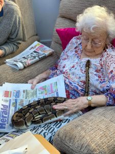 resident with snake