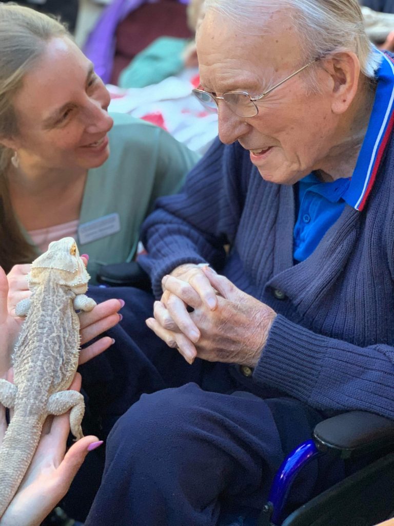 resident with lizard