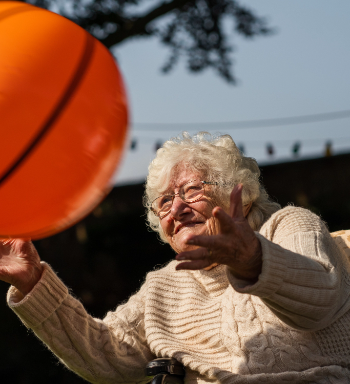 resident throwing a ball