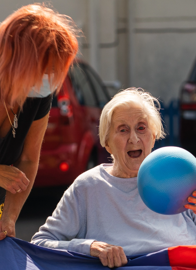 resident playing ball game