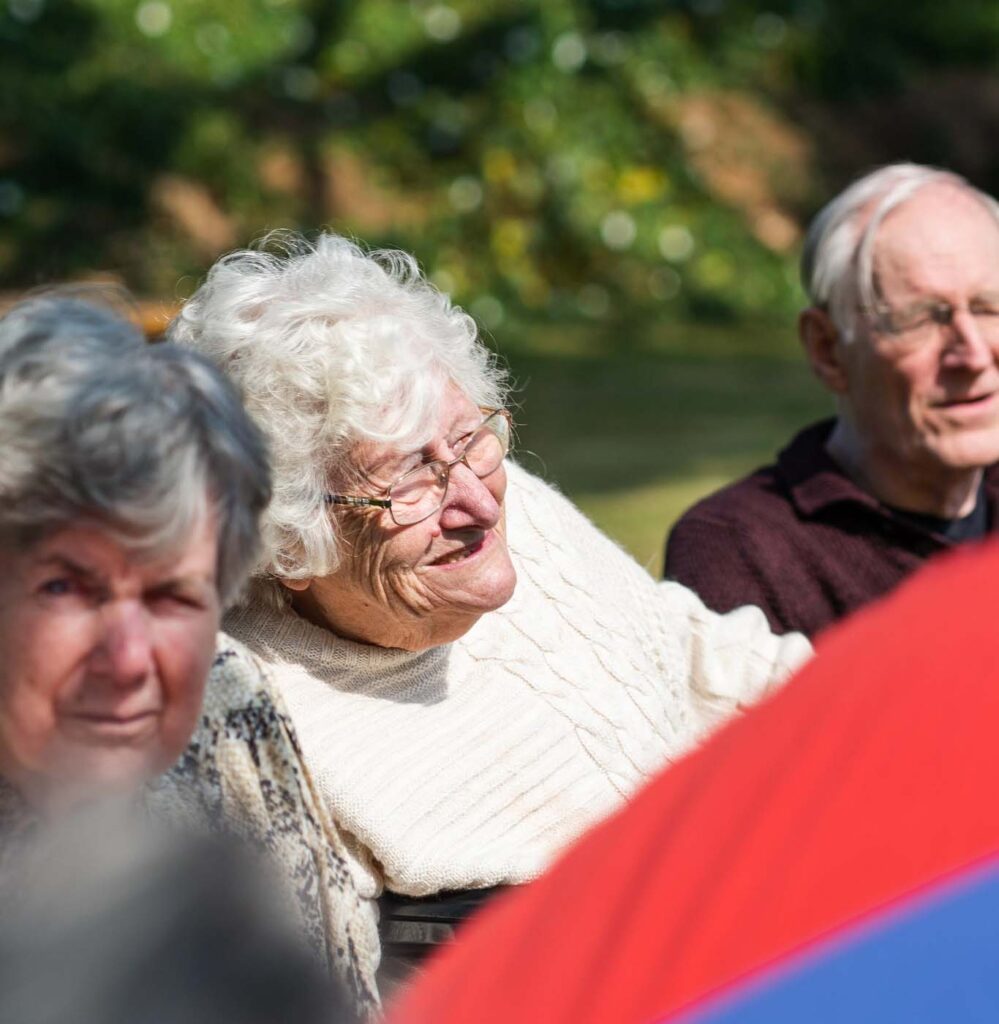 Home residents enjoying outdoor socialising