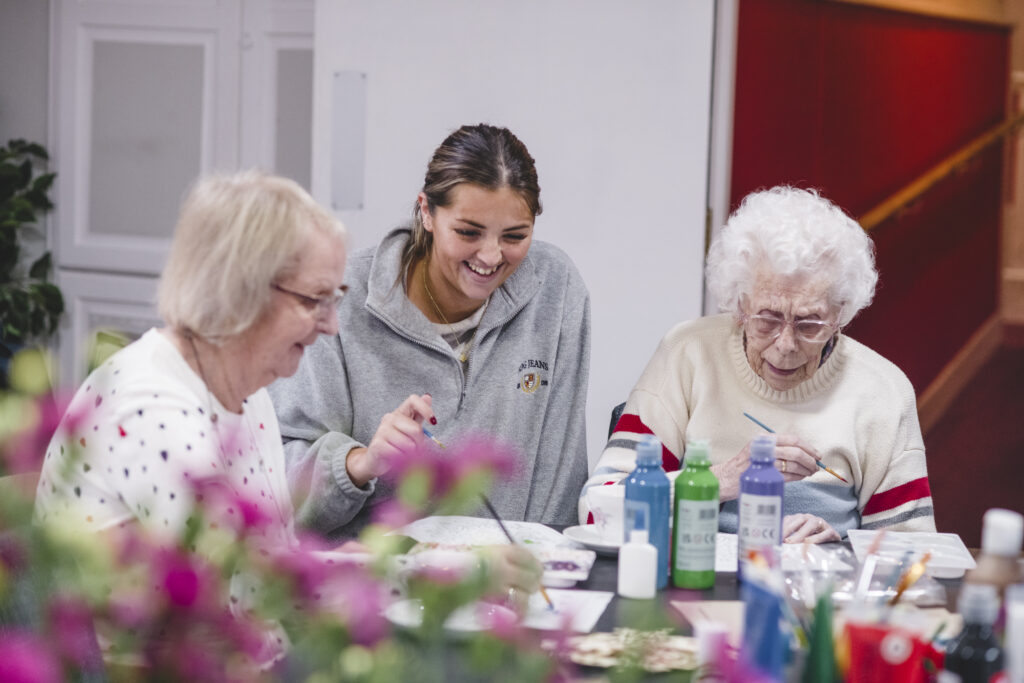 Residents at The Seaton care home enjoy some crafts