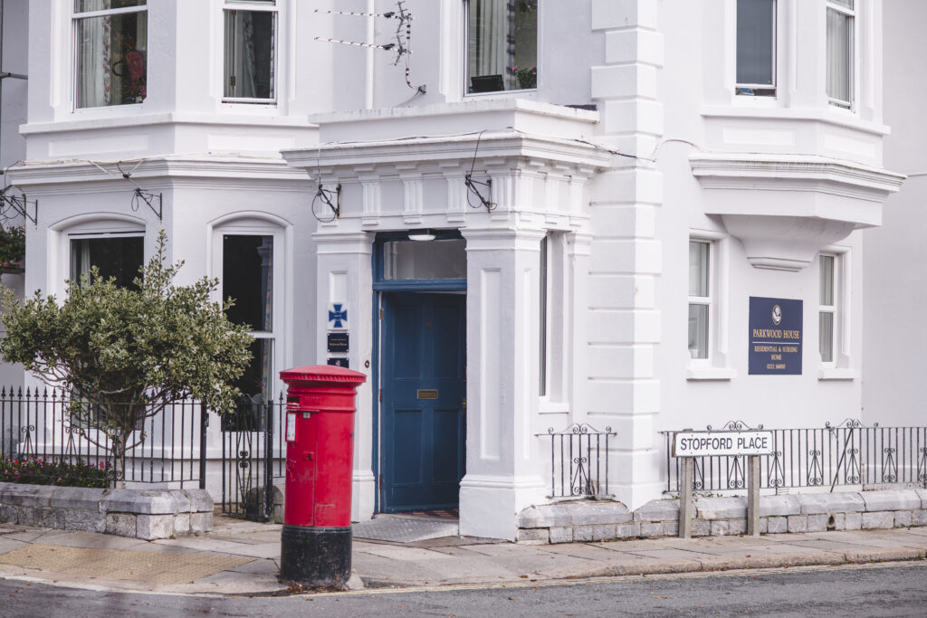 The entrance to Parkwood House care home in Plymouth