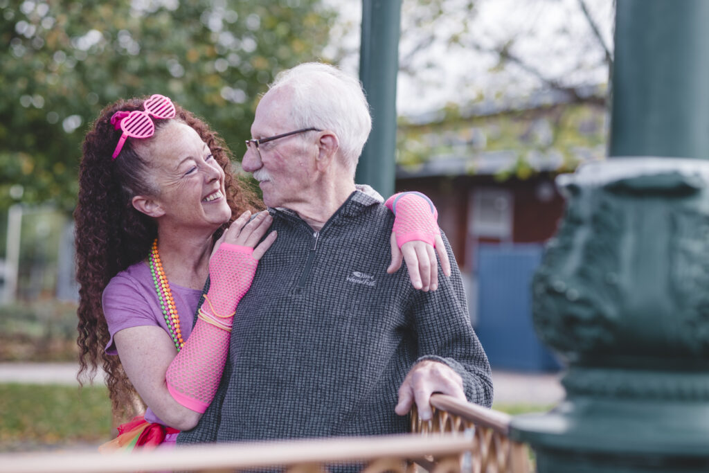 A Parkwood House resident enjoys some time at Devonport park with activities coordinator Kerrie Haughey