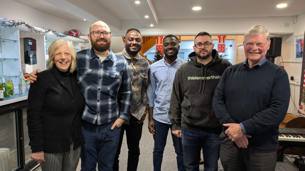 Southern Healthcare nurses celebrate completing their diploma. Margot Whittaker with Phillip Adams, Francis Agyei, Philip Yeboah, Cosmin Lupoi and Geoffrey Cox