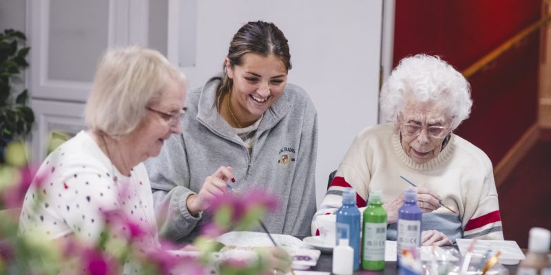 Residents at The Seaton care home enjoy some crafts