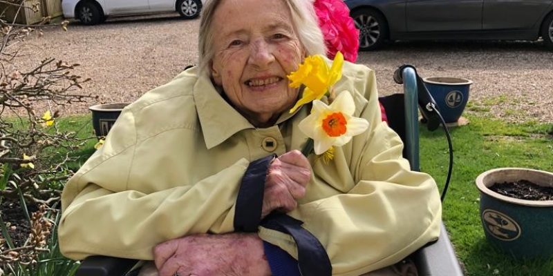 Joy Broomfield enjoying the spring sunshine at The Seaton